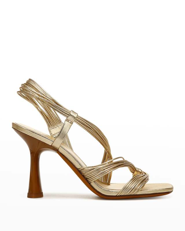 Qala Metallic Strappy Slingback Sandals